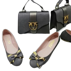 Bow Tie Detailed Loafers and Bag Set