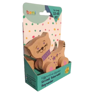 Natural Wooden Cute Wheeled Animals Toy