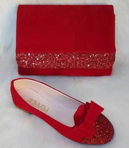 Evening Glittering Handbag and Loafers Set