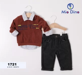 Mino Dino Triko Kazaklı 3 Parça Erkek Çocuk Takımı