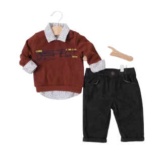 Mino Dino Triko Kazaklı 3 Parça Erkek Çocuk Takımı