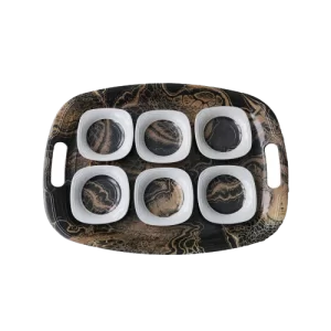 Melamin Zarif Tepsi ve 6'lı Zarif Çay Tabağı