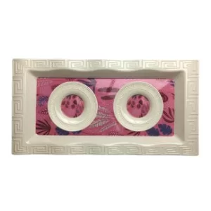 Melamin Dalgal Tepsi ve 2 Dalgal Çay Tabağı