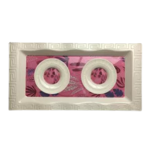 Melamin Dalgal Tepsi ve 2 Dalgal Çay Tabağı