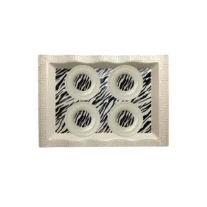 Melamin Dalgal Tepsi ve 4 Parça Dalgal Çay Tabağı